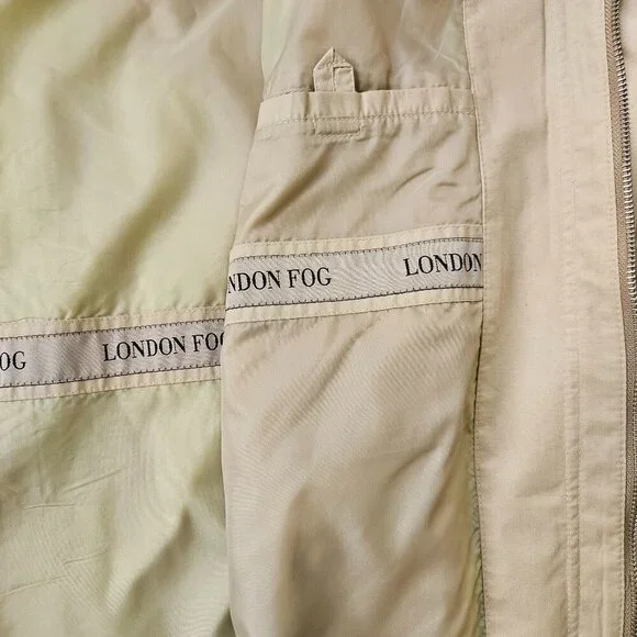 Vintage Men's London Fog Bomber Style Beige Jacket Preppy Casual Size L - Picture 9 of 11